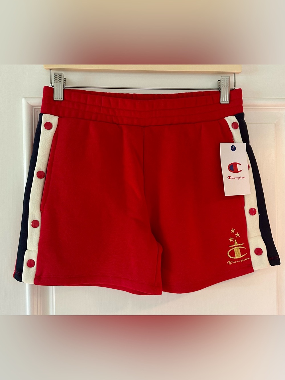 NWT!! Champion Olympics Tech Fleece Short in Tango Red